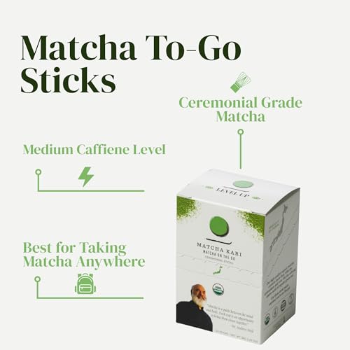 Organic Matcha Tea Sticks - 24 Pack | Ceremonial Grade, Single Serve, Travel Friendly