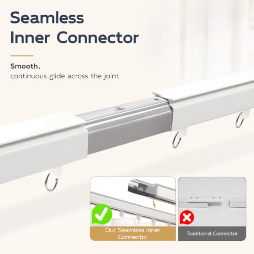 White Aluminum Ceiling Curtain Track 9-12 ft Wall Mount Rail - 1 Set