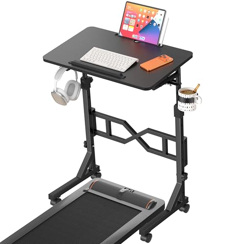 Small Standing Desk with Wheels - Adjustable Height 29.5-45.3 Inch, Black