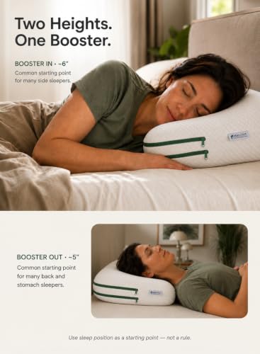 Adjustable Memory Foam Side Sleeper Pillow with Removable Booster - Queen