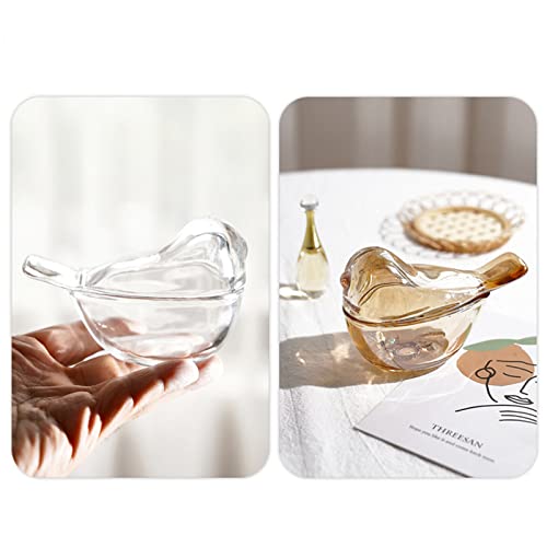 Small Amber Glass Jewelry Box Organizer, Bird Shape Ring Holder Earrings Organizer, Gift for Women Wife Mom, Birthday Wedding Christmas Valentine Gifts