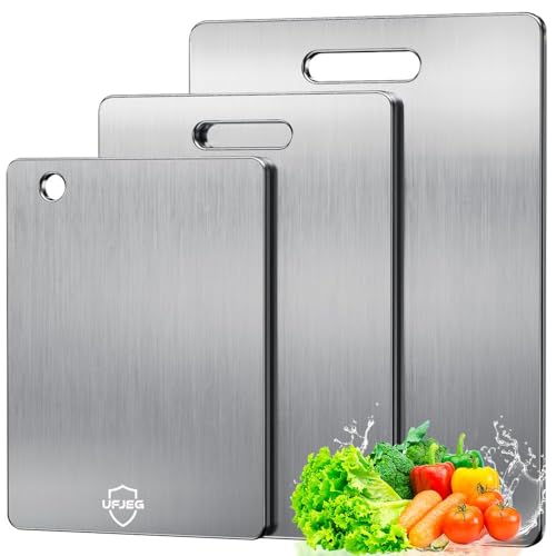 3 Pack Titanium Cutting Boards - Food Grade, Non-Toxic, Double-Sided Kitchen & Outdoor Chopping Boards (15.6" x 11", 13" x 9.3", 11.8" x 7.8")