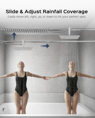 Rainfall Shower Head with Handheld Combo - Chrome / Twist Slider 2-in-1 System
