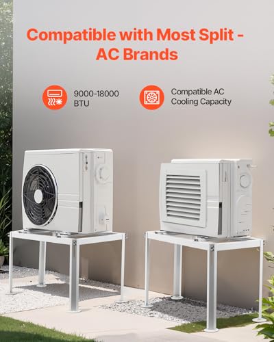 Adjustable Mini Split Ground Stand with Anti-Vibration Pads for 9000-18000 BTU AC