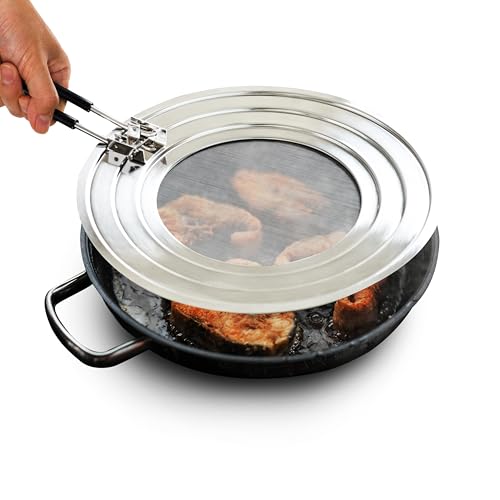 Silver 14-Inch Dishwasher Safe Splatter Screen Guard for Frying Pan - Grease & Oil Shield