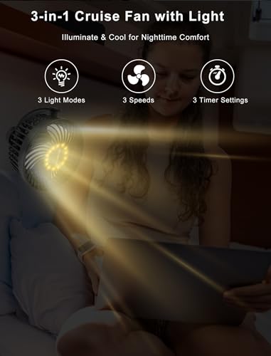 Magnetic Cruise Ship Approved Portable Fan with 12000mAh Battery - Black