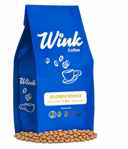 Wink Coffee Blonde Roast Whole Bean Coffee 2.2 lb Bag - 100% Arabica Single Origin Light Roast