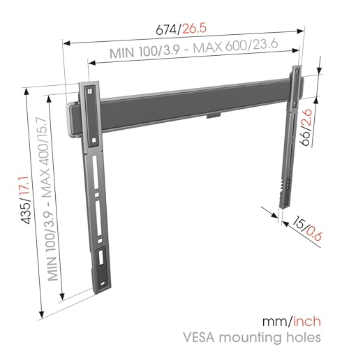 Vogel's TVM 5605 Flat Wall Mount for 40-100 inch TVs, Max 220 lbs, VESA 600x400, Ultra Slim 0.59 inch