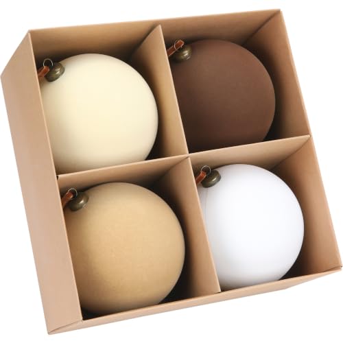 Sea Team 4-Pack 150mm Flocked Velvet Christmas Ornaments, Earth Tones