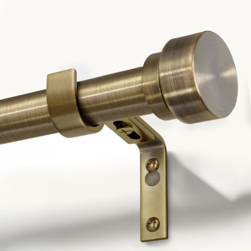 Lootkell Adjustable Antique Bronze Curtain Rod Set 48-88 Inches Heavy Duty with Solid Metal Finials