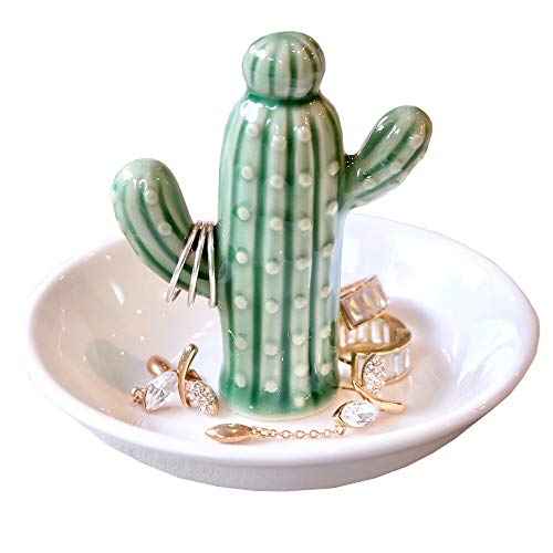 PUDDING CABIN Cactus Ring Holder Dish, Decorative Cactus Decor, Birthday & Christmas Gifts for Women & Girls