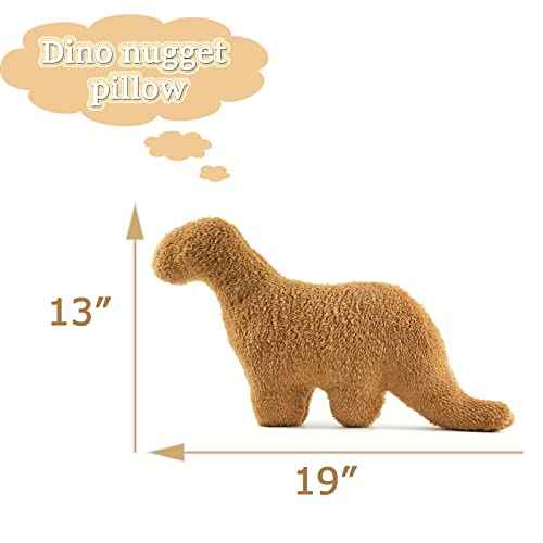 Dino Nugget Pillow Plush, Funny Chicken Nugget Plushie Birthday Gift, Dino Decorative Throw Pillow for Kids Room Decor, Dinosaur Stuffed Animal Idea Birthday Gift for Teens Kids and Adult