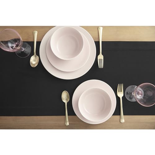Solino Home Cotton Linen Table Runner Black Hemstitch 14 x 36 in - Variant 04