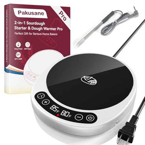 Larger 2-in-1 Sourdough Starter Warmer Pro - 2026 Upgrade Larger Heating Plate, Dough Temp Probe, 1¡ÆF Control (70?110¡ÆF), 24H Timer, Real-Time Monitoring, for Beginner Bakers Pro-WHT