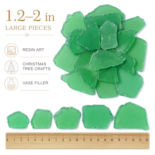 31 oz Dark Green Sea Glass Pieces - 1.2-2.0 in Frosted Beach Glass for Crafts & Decor (Armas Kodu)