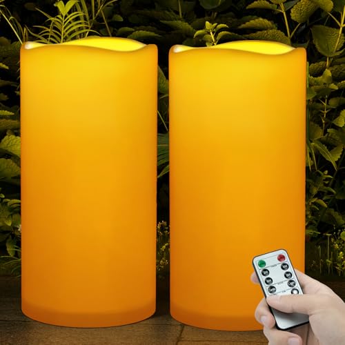 CAMCLIM 12" Flameless Outdoor Candles Set of 2 – Ivory Variation