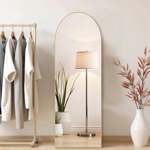 Aidoly 16x59-Inch Gold Arched Full Length Mirror Wall Mount or Floor Standing