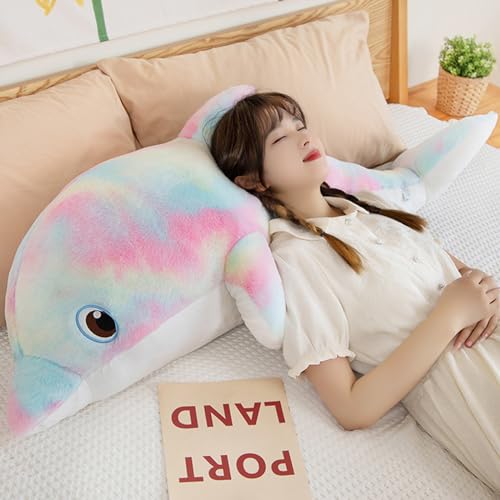 LVPU Pinkish Yellow Dolphin Stuffed Animal Plush Pillow 39 Inches