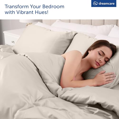 Beige King Size Extra Deep Pocket Bed Sheets Set - 6 Pcs Breathable Cooling Microfiber