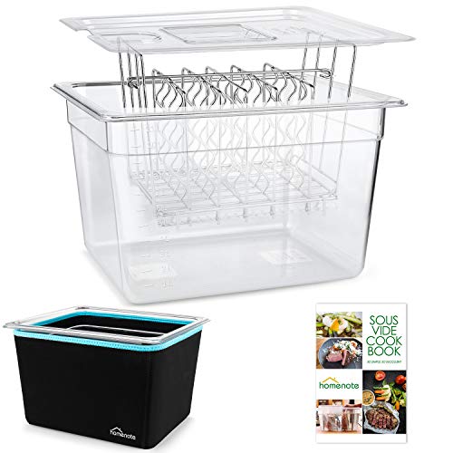 Homenote 12 Quart Sous Vide Container with Lid, Rack, Sleeve & Cookbook - Variation Included