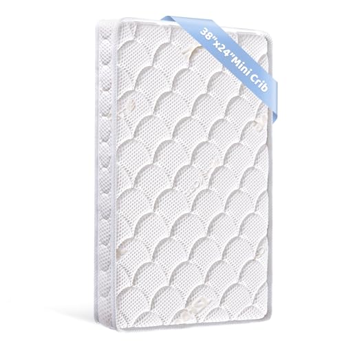 Tiankehan 38x24x4 Inch Mini Crib Mattress - Dual Sided Support & Breathable Foam - White Variation
