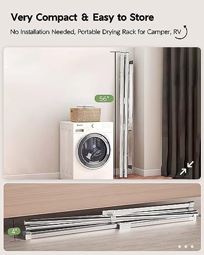 Vikaqi 79-Inch Folding Clothes Drying Rack Indoor Outdoor with 12 Clips & 20 Hooks