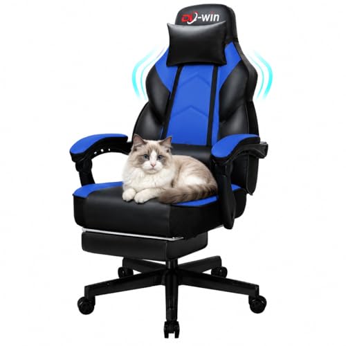 DL-win Gaming Chair for Adults with Footrest & Massager - Royal Blue
