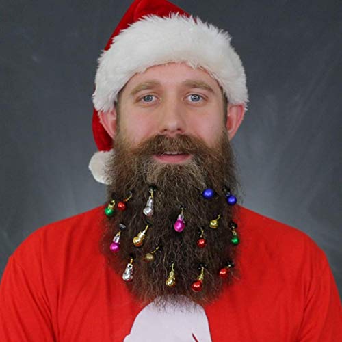 16pcs Beard Ornaments. 4 Sounding Jingle Bells and 12 Colors of Christmas Baubles Great Gift Idea! (4 Bell+12 Baubles)