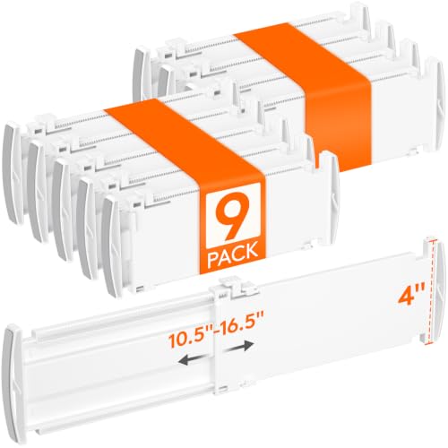 Lifewit 9 Pack 4-Inch Adjustable Drawer Dividers for Closet, Clothes, Kitchen, Nursery