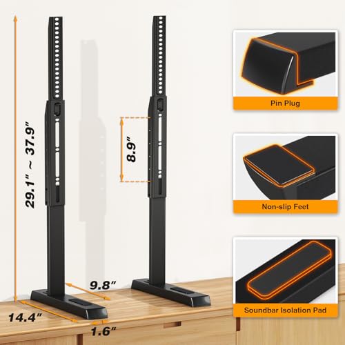 5Rcom Universal Table Top TV Stand for 35-88 Inch Flat & Curved TVs - Height Adjustable, Supports Up to 150 lbs