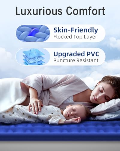 Xsleep Queen Air Mattress with Built in Pump Luxurious Comfort Raised