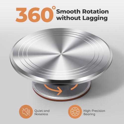 Kootek Silver 12-Inch Aluminum Cake Turntable for Decorating & Baking