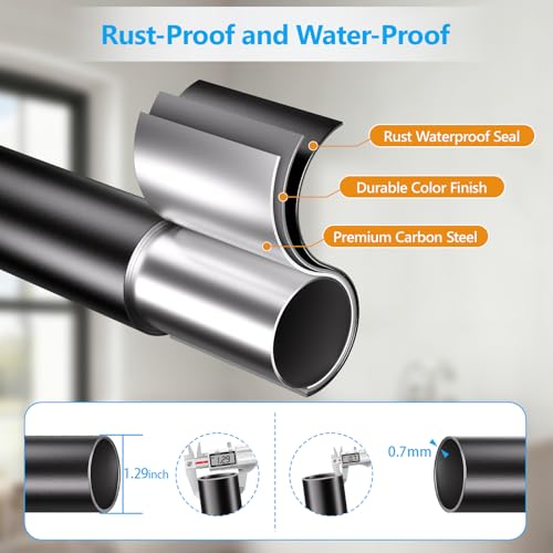 Heavy Duty Tension Curtain Rod - No Drilling, 41-139 Inch, Black