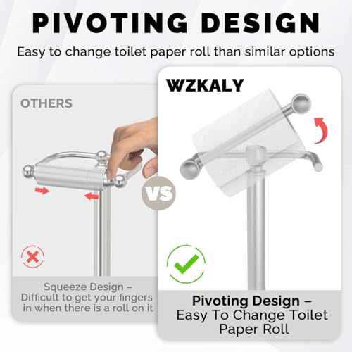 22-Inch Brushed Nickel Stainless Steel Toilet Paper Holder Stand - No Tipping, Weighted Base