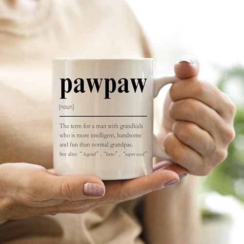 QASHWEY Pawpaw Mug Grandpa Pawpaw Gifts from Grandkids 11oz Ceramic Coffee Cup