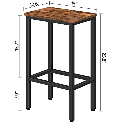 MAHANCRIS Rustic Brown & Black 25.8-Inch Industrial Bar Stools Set of 2 with Footrest