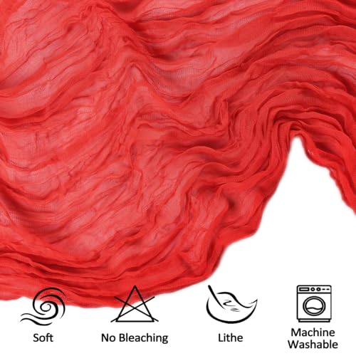 10 Pack Red Cheesecloth Table Runners 17 x 108 Inches for Wedding Party Decor