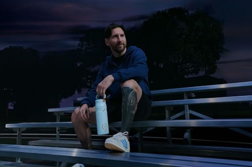Hydrating 24 oz Stainless Steel Flip Straw Water Bottle - Messi Blue