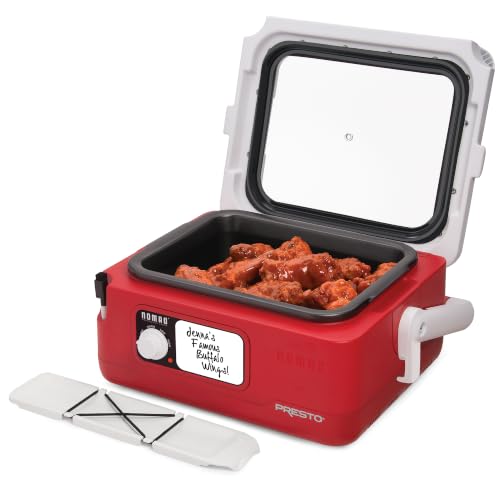 Red Presto 6-Quart Nomad Traveling Slow Cooker with Locking Lid & Carry Handle