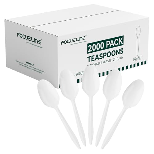 2000 Pack White Plastic Teaspoons Bulk Heat-Resistant Disposable Spoons