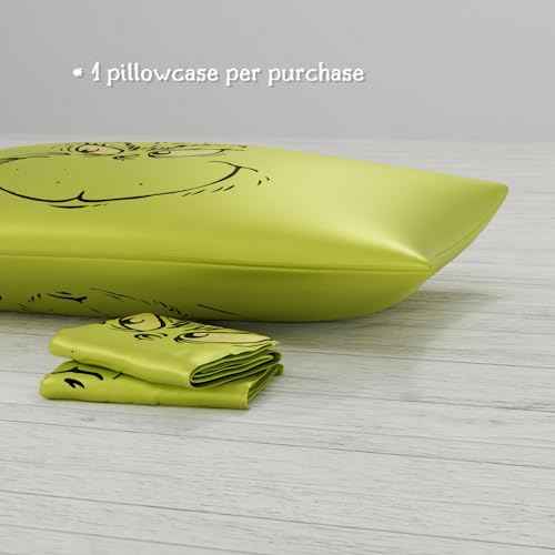Franco Collectibles Grinch by Dr. Seuss Holiday Beauty Silky Satin Standard Reversible Pillowcase Cover 20x30 for Hair and Skin, (Officially Licensed Product)