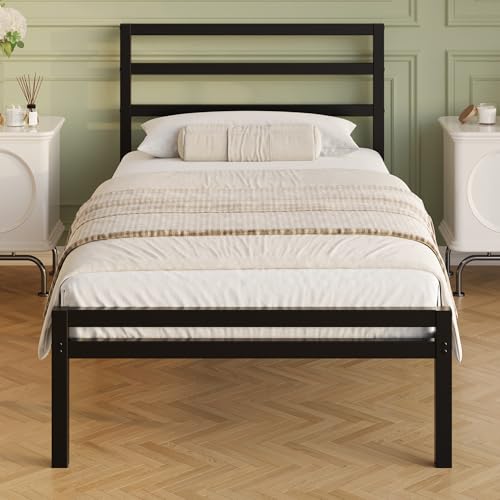 Lutown-Teen 12 Inch Twin Bed Frame with Headboard & Footboard - Sturdy Metal Platform Bed for Kids & Teens
