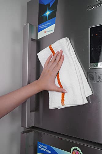 Orange Stripe Towels Pack of 60 - 16x19 Inch Absorbent Cotton Cleaning Rags
