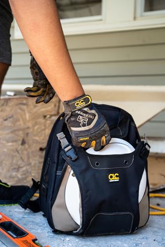 Heavy Duty Carpenter's Tool Backpack - 44 Pockets, Padded Back Support, Black - Variation of THIS listing