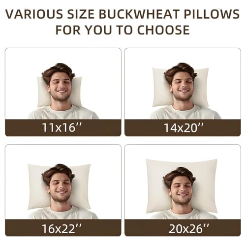 Organic Buckwheat Pillow 16x22 Off White with Organic Cotton Pillowcase
