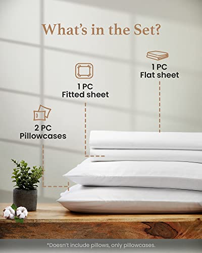 Good Sleep Bedding Full Size Egyptian Cotton Sheets Set - White, 4 Piece, Model 01
