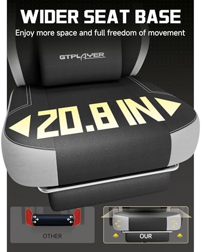 GTPLAYER Big & Tall Gaming Chair Black with Footrest - Wide Seat, Recline 90-125°, Heavy-Duty Support