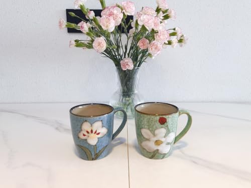 Rockgoldbug 12oz Ceramic Coffee Mug Set - Colorful Porcelain Tea & Espresso Cups, Microwave & Dishwasher Safe, Includes Red, Blue, Green, Pink