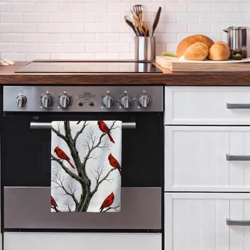 Cardinal Christmas Kitchen Towels, Absorbent 16x24 Dish Hand Towels
