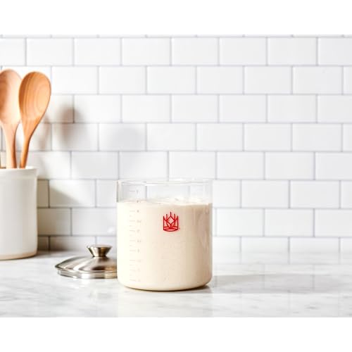 King Arthur Glass Sourdough Crock with Lid - 1.5 Quart Capacity, Clear
